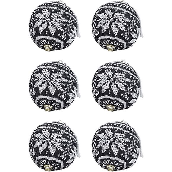 Brand New Black and White Knitted Fabric Christmas Ball Ornament Hanging Xmas Ba - Picture 4 of 4